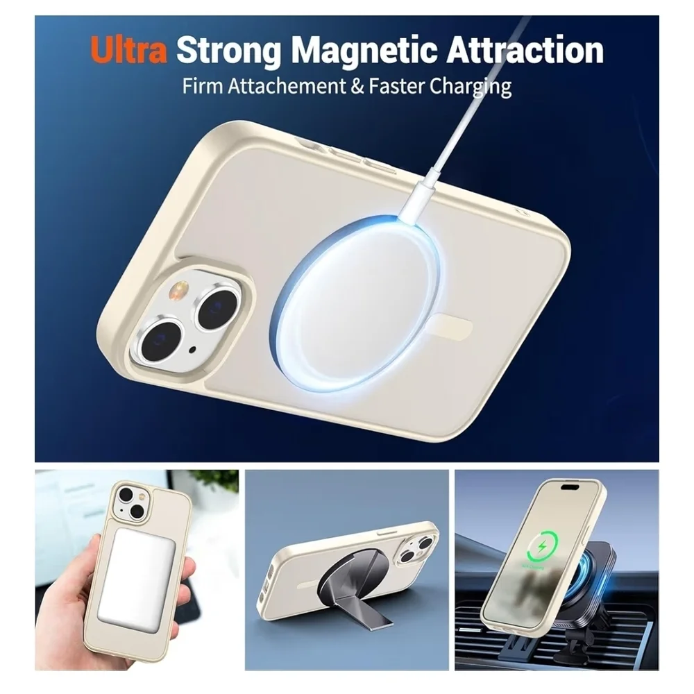 SUPFINE iPhone 15 Magnetic Case MagSafe Slim Shockproof Antique White NEW